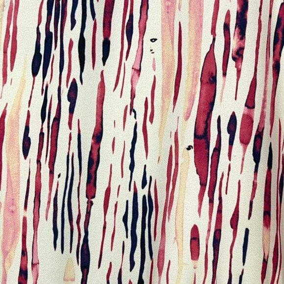 Heyson Blouse Womens Small Pink White Tie Dye Tie Front Short Sleeve V Neck - Picture 6 of 9